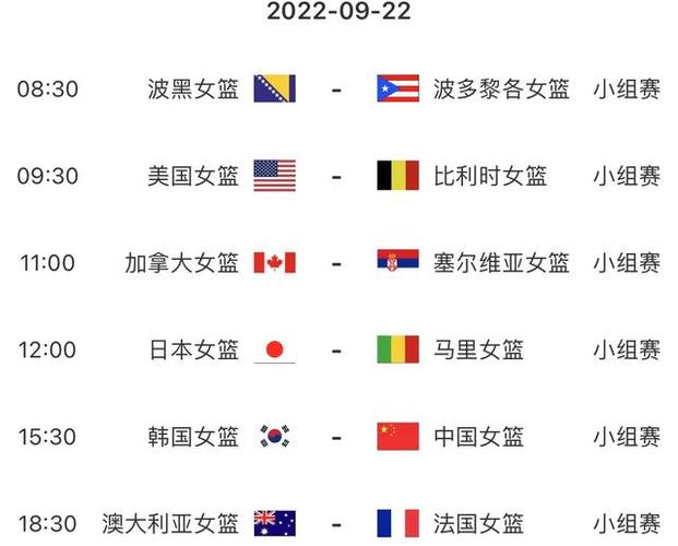 女篮世界杯预选赛时间赛程